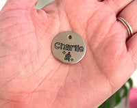Snake and Stars Design Engraved Dog Tag - Cat ID Tag - Dog Collar Tag - Custom Dog Tag - Personalized Tag - Pet ID Tag - Pet Name Tag - Pet name on front with a snake and stars design. Your phone number will be on the back.