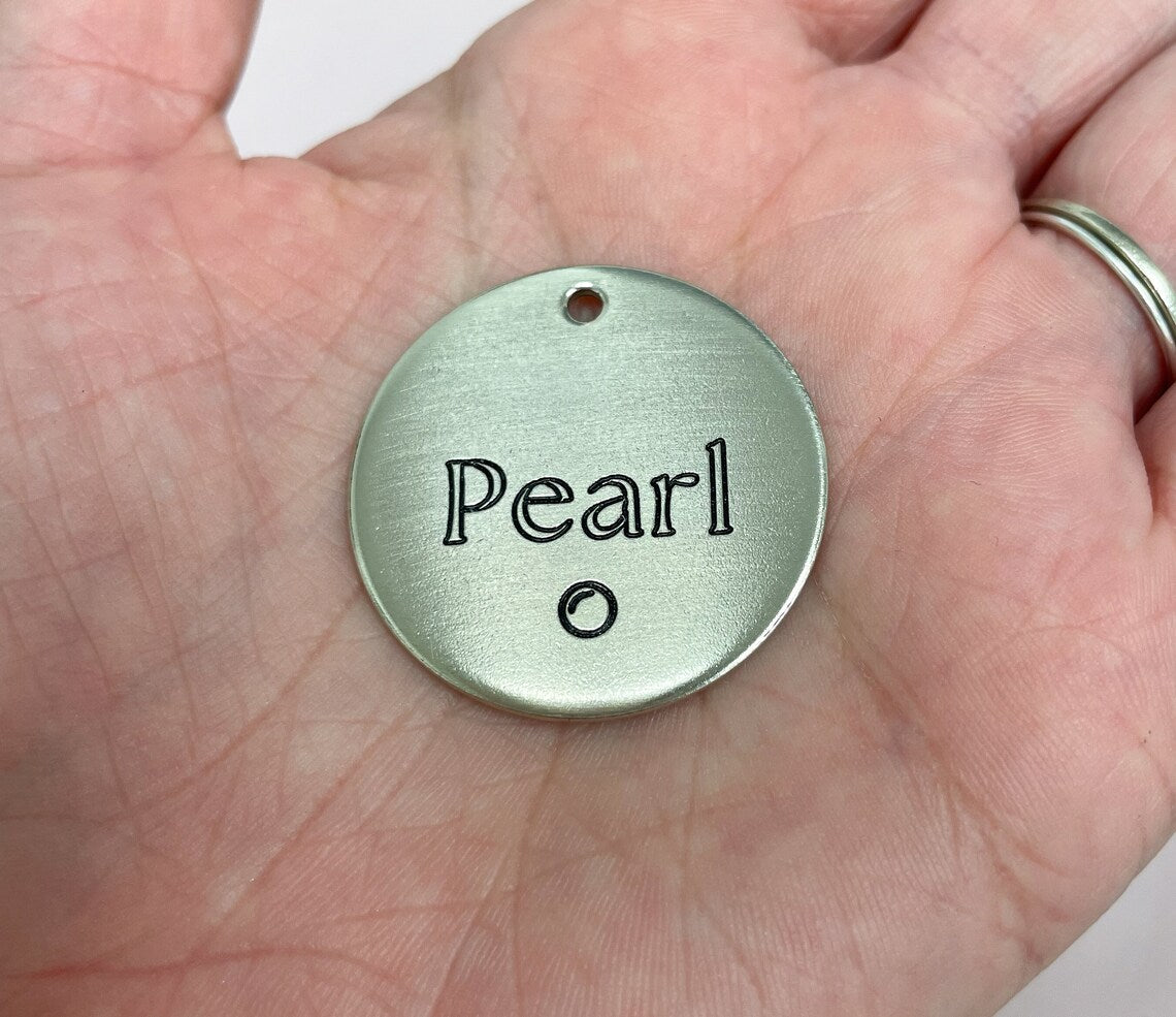Personalized Dog Tag - Pearl Design Engraved Dog Tag - Cat ID Tag - Dog Collar Tag - Custom Dog Tag - Pet ID Tag - Pet Name Tag - Pearl Dog Tag - Dog Tag - Dog Gear - Dog Accessories - Pet Accessories