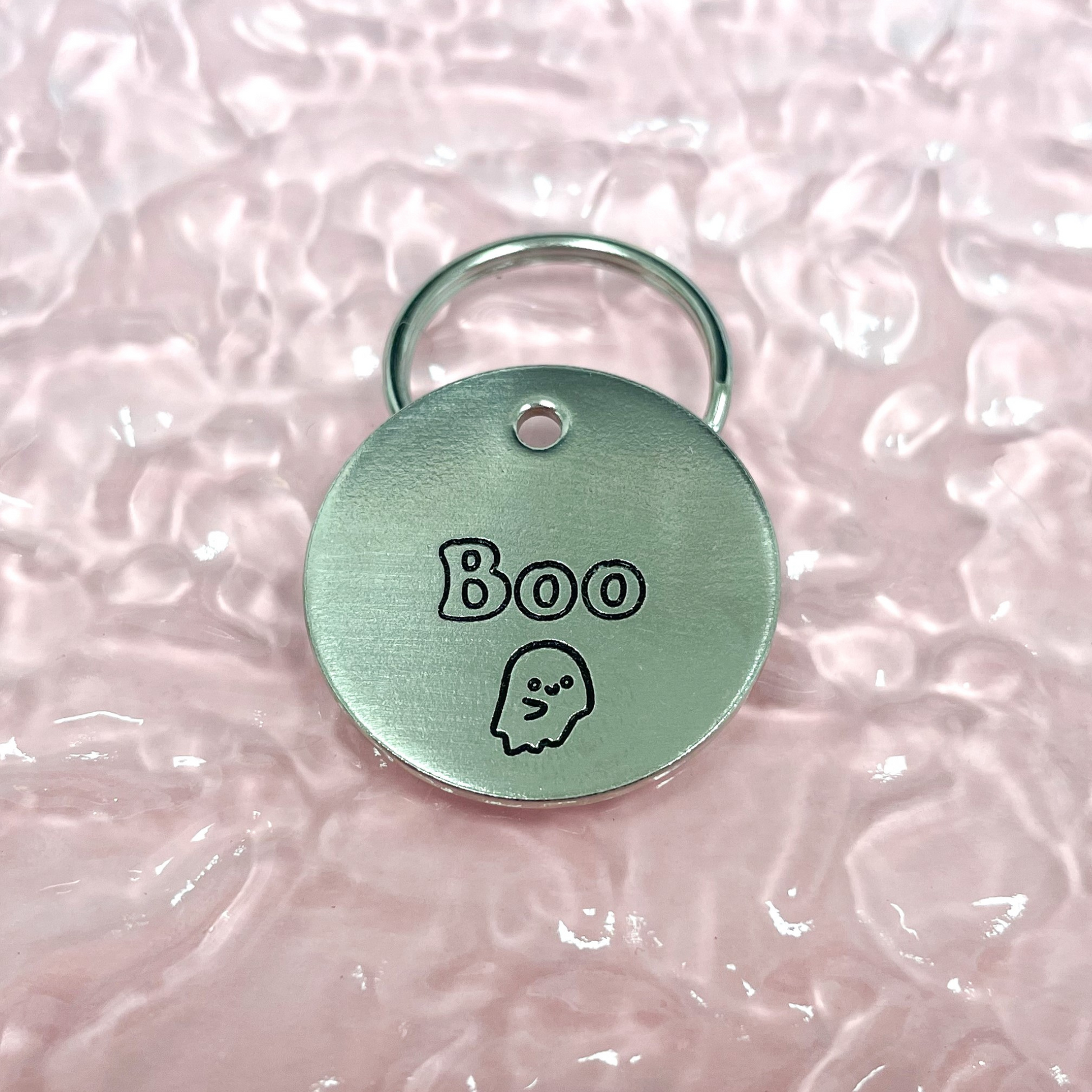 Little Ghost Design Engraved Dog Tag - Cat ID Tag - Dog Collar Tag - Custom Dog Tag - Personalized Tag - Pet ID Tag - Pet Name Tag - Paranormal Dog Tag - Spooky Dog Tag 