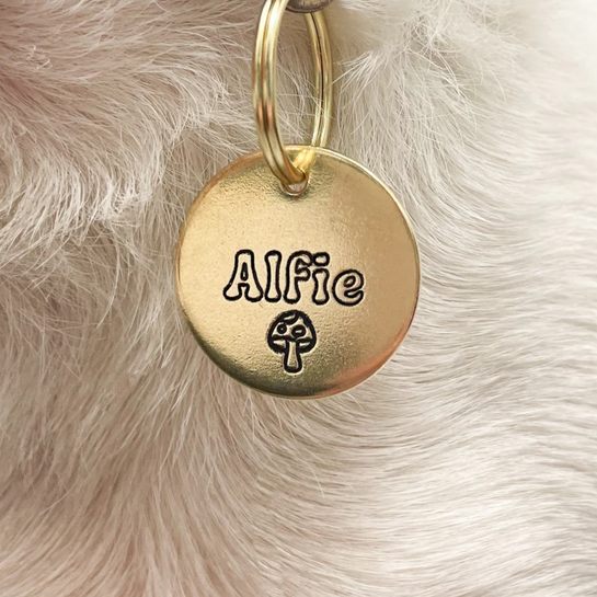 Personalized Dog Tag - Mushroom Design Engraved Dog Tag - Cat ID Tag - Dog Collar Tag - Custom Dog Tag - Pet ID Tag - Pet Name Tag - Mushroom Dog Tag - Nature Themed Dog Tag - Dog Gear - Dog Accessories - Pet Accessories