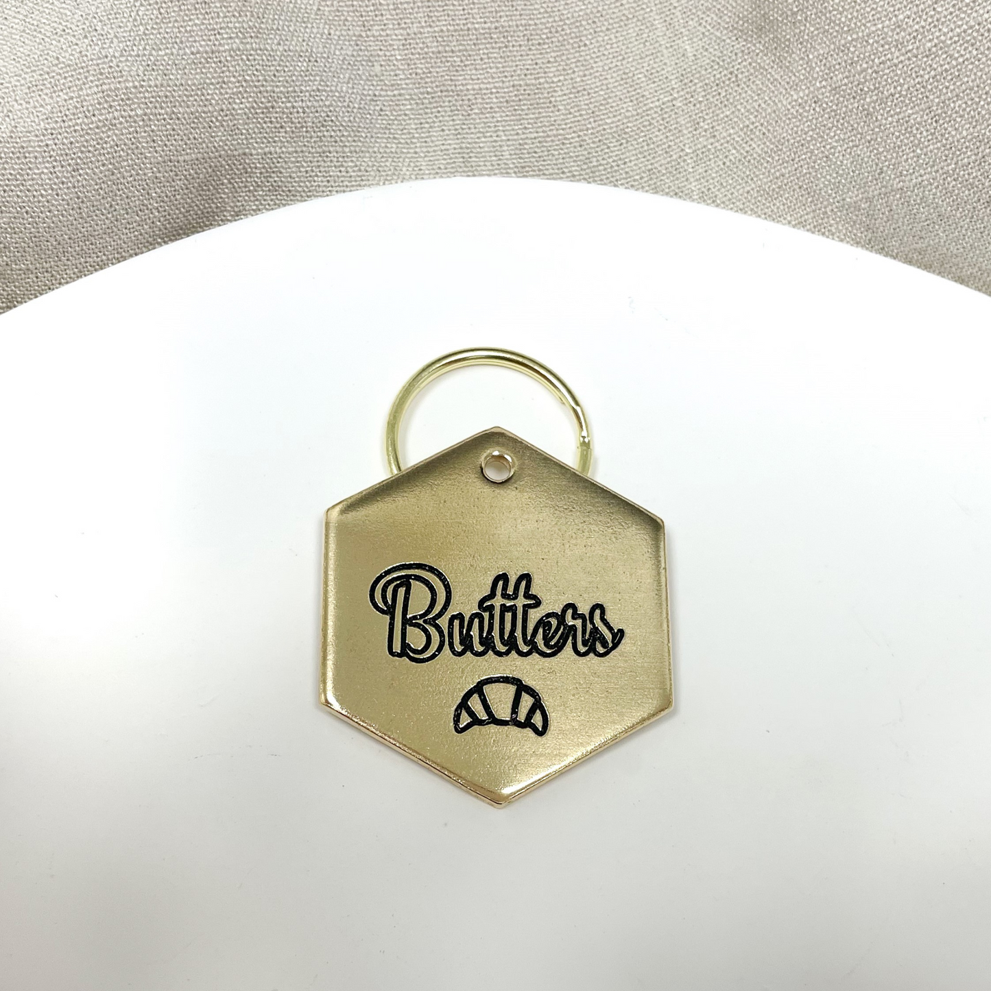 Personalized Dog Tag - Croissant Design Engraved Dog Tag - Cat ID Tag - Dog Collar Tag - Custom Dog Tag - Personalized Tag - Pet ID Tag - Pet Name Tag - Dog Gear - Croissant Dog Tag - Dog Accessories - Pet Accessories - Baking Themed
