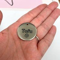 Tofu Design Engraved Dog Tag - Cat ID Tag - Dog Collar Tag - Custom Dog Tag - Personalized Tag - Pet ID Tag - Pet Name Tag - Cat Collar Tag - Food Themed Dog Tag - Food Themed Cat Tag