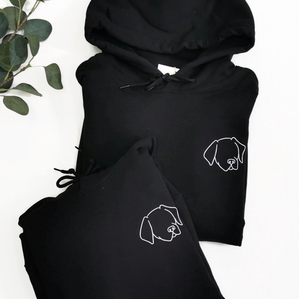 Products Dog Outline Hoodie - Dog Lover Gift - Women's Hoodie - Unisex Gift - Gift for Her - Dog Mom AF - Dog Dad Gift