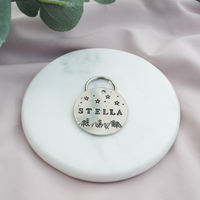 Mountains and Forest Trees Personalized Dog Tag - Cat ID Tag - Dog Collar Tag - Custom Dog Tag - Personalized Tag - Pet ID Tag - Pet Name Tag - Pet name on front with mountains and forest design. Your phone number will be on the back.