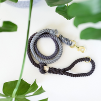 Ombré Grey Cotton Rope Leash - Cute Dog Leash - Dog Gift - Gift for Her - Pet Birthday Gift - Dog Accessory - Dog Lover Gift - Wedding Leash