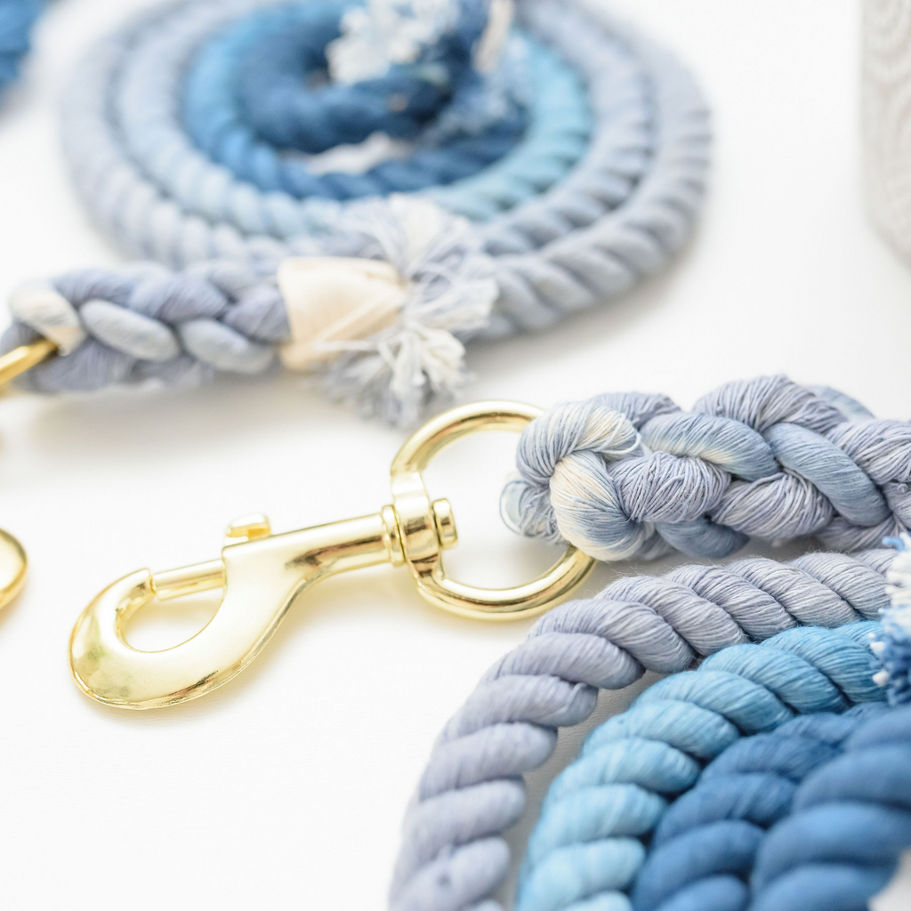 Ombré Blue Cotton Rope Leash - Cute Dog Leash - Dog Gift - Gift for Her - Pet Birthday Gift - Dog Accessory - Dog Lover Gift - Wedding Leash
