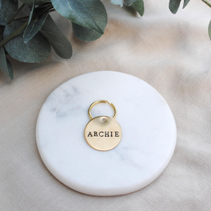 Simple Hand Stamped Dog Tag - Cat ID Tag - Dog Collar Tag - Custom Dog Tag - Personalized Tag - Pet ID Tag - Pet Name Tag - Malibu Tag       Pet name on front with a no design. Your phone number will be on the back.