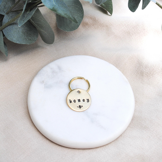 Bee Hand Stamped Dog Tag - Dog Tag for Dogs Personalized - Custom Tag - Pet ID Tag - Metal Pet Tag - Customized Cat Tag - Bumblebee - Honey - Dog Gear - Dog Accessories - Pet Accessories - Honey Bee