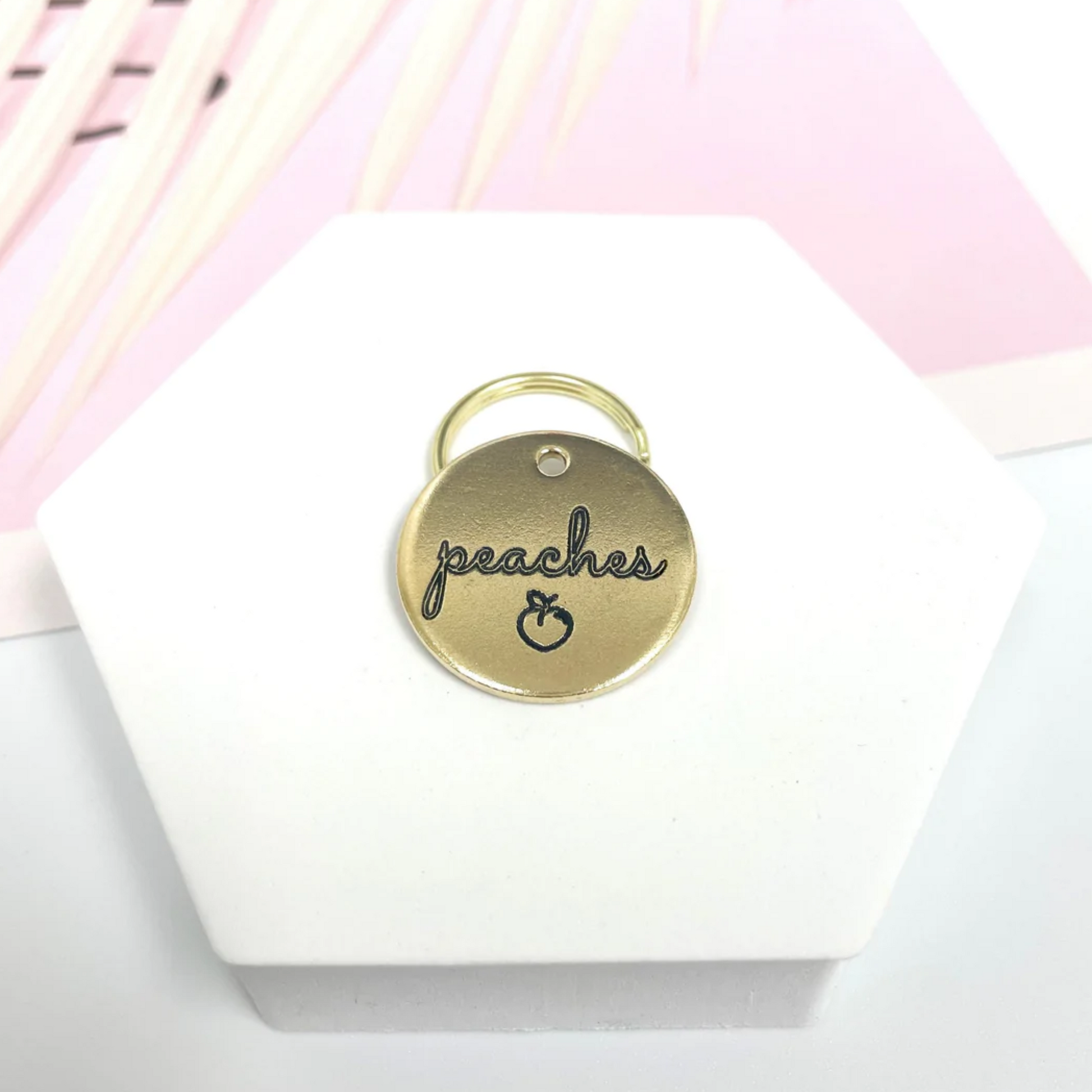 Peach dog deals tag