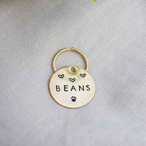 Personalized Dog Tag - Hearts and Paw Print - Hand Stamped Dog Tag - Dog Collar Tag Canada - Custom Dog Tag - Cat ID Tag - Pet ID Tag - Dog Gear - Dog Accessories - Pet Accessories
