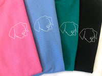 Dog head outline unisex t-shirt, linework drawing, dog drawing, gift for her, dog mom, dog mom af, dog dad, couples gift