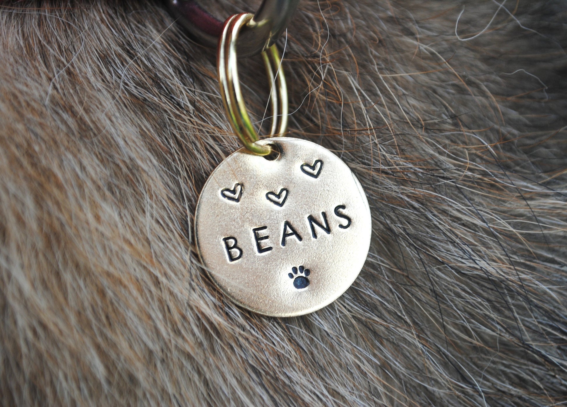 Personalized Dog Tag - Hearts and Paw Print - Hand Stamped Dog Tag - Dog Collar Tag Canada - Custom Dog Tag - Cat ID Tag - Pet ID Tag - Dog Gear - Dog Accessories - Pet Accessories