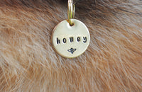 Bee Hand Stamped Dog Tag - Dog Tag for Dogs Personalized - Custom Tag - Pet ID Tag - Metal Pet Tag - Customized Cat Tag - Bumblebee - Honey - Dog Gear - Dog Accessories - Pet Accessories - Honey Bee