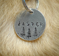 Personalized Dog Tag - Forest Trees Hand Stamped Dog Tag - Cat ID Tag - Dog Collar Tag - Custom Dog Tag - Pet ID Tag - Metal Pet Tag - Customized Cat Tag - Dog Gear - Dog Accessories - Pet Accessories