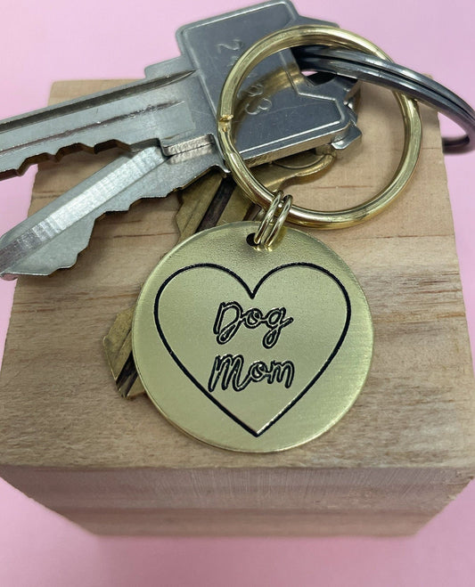 Dog Mom Heart Keychain - Engraved - Dog Mom Gift - Gift for Her - Pet Mom - Fur Mom - Gift for Couples - Unique Gift - Cute Keychain