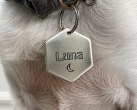 Personalized Dog Tag - Moon Design Engraved Dog Tag - Cat ID Tag - Dog Collar Tag - Custom Dog Tag - Pet ID Tag - Pet Name Tag - Lune Dog Tag - Nature Themed Dog Tag - Dog Gear - Dog Accessories - Pet Accessories