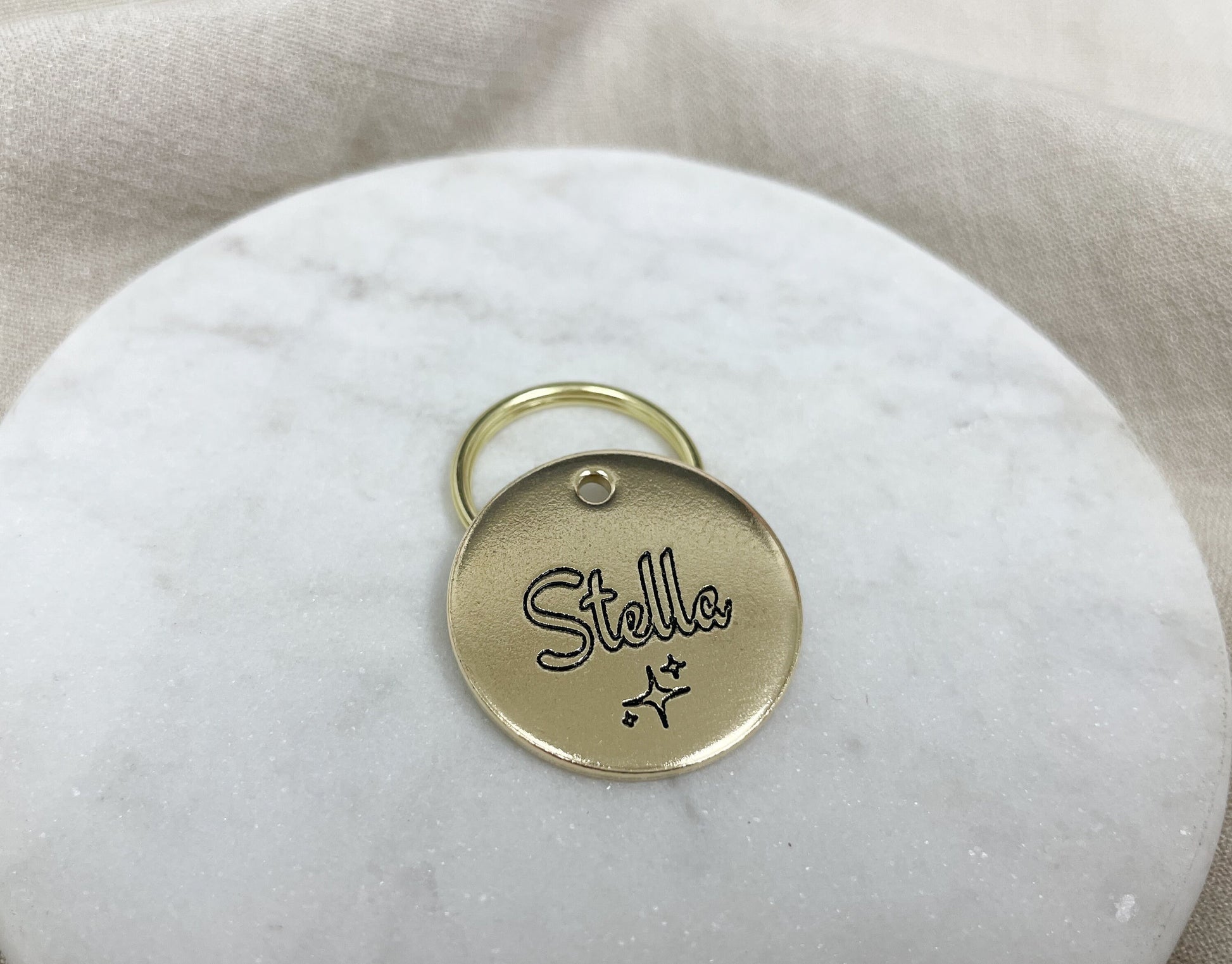 Sparkle Design Engraved Dog Tag - Star Design-  Cat ID Tag - Dog Collar Tag - Custom Tag - Personalized Tag - Pet ID Tag - Pet Name Tag - Pet Tag - Sparkle Tag - Emoji Pet Tag